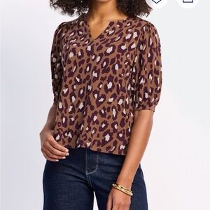 Beacon Brown Leopard Print Blouse
